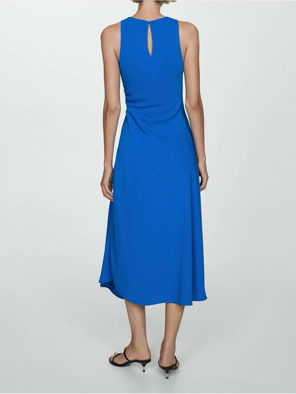 Mango Sleeveless Cobalt Blue Maxi Dress with Side Ruching - Picture 4 of 10